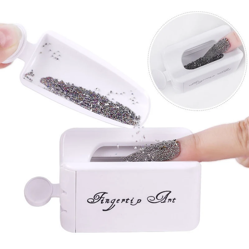Double Layer Glitter Powder Drill Nail Art Manicure Tools Profesional Jewelry Recycling Box Storage Portable Container White DIY | Красота и
