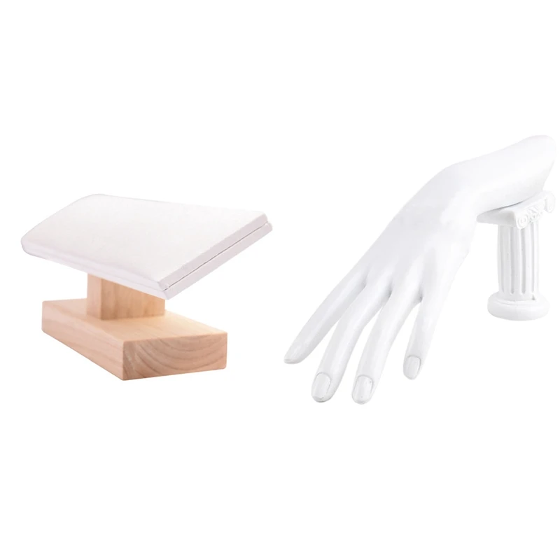

1 Pcs Mannequin Hand Finger Glove Ring Ring Bracelet Stand-White & 1 Pcs Rubber Band Display Rack White Leather