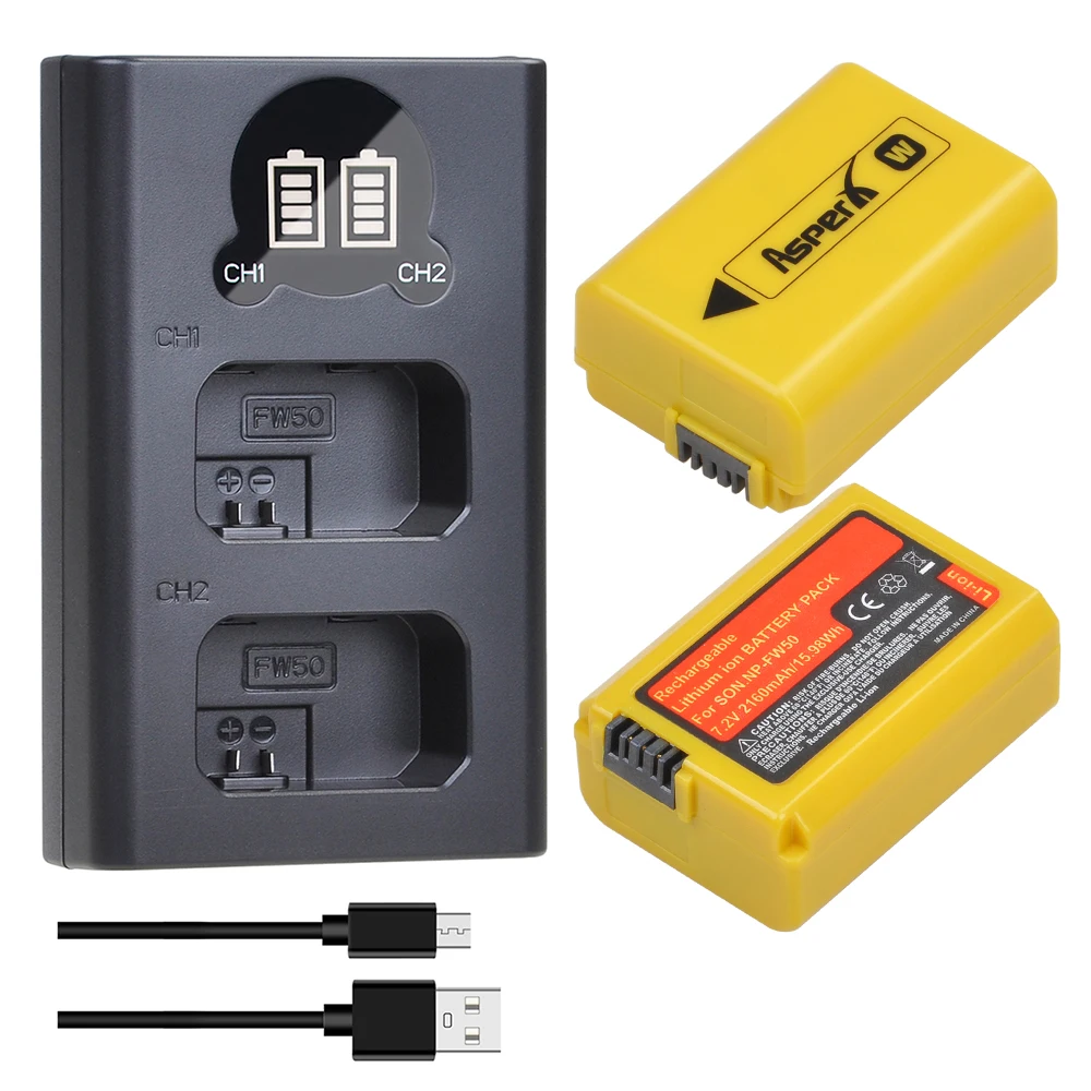 

for Sony Alpha a6000 a6500 a6300 a7 7R a7R a7R II a7II NEX-3 NEX-5 2160mAh NP-FW50 NP FW50 NPFW50 Battery Bateria + LED Charger