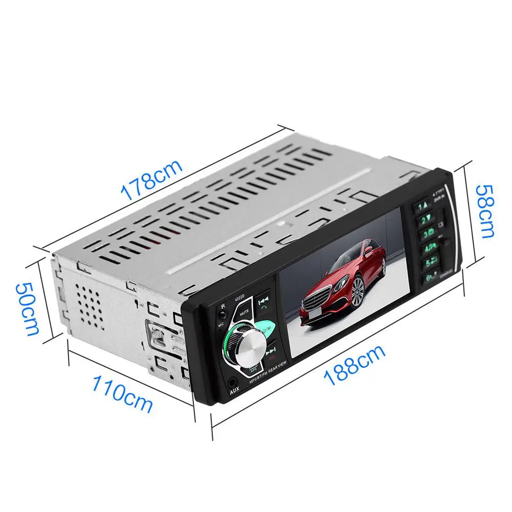 

4022D Car Stereo MP5 Player Bluetooth USB TF Card U Disk AUX FM Supporting Reversing Image and Video Output Radio Receiver