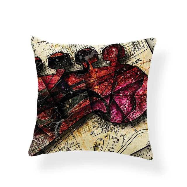 Подушка &quotГитара&quot чехол карта мира музыкальное украшение наволочка большая