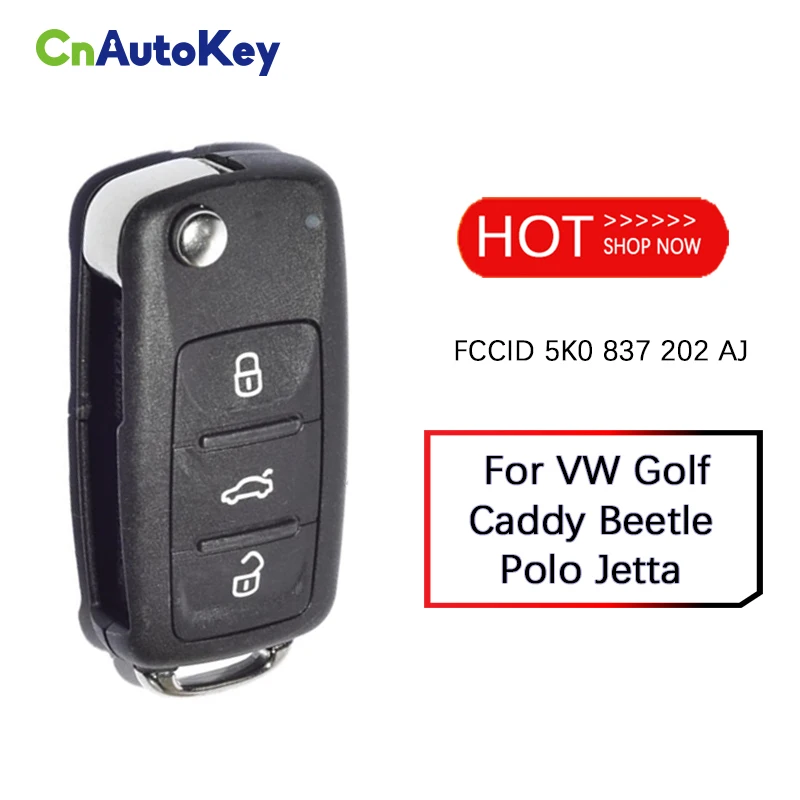 CN001060 послепродажный откидной ключ без ключа для VW Golf Caddy Beetle Polo Jetta 434 МГц 48 чипов