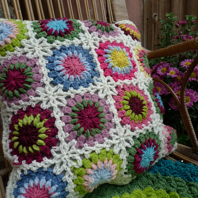 

American rural handmade crochet-knitting-bedroom sofa back cushion leisure individual artistic pillow Photographic decoration