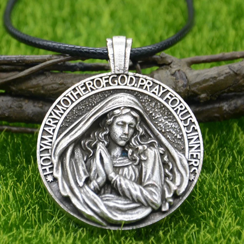 

Nostalgia Religious Holy Mary Mother Of God Pray For US Sinners Virgin Mary Necklace Catholic Jewelry