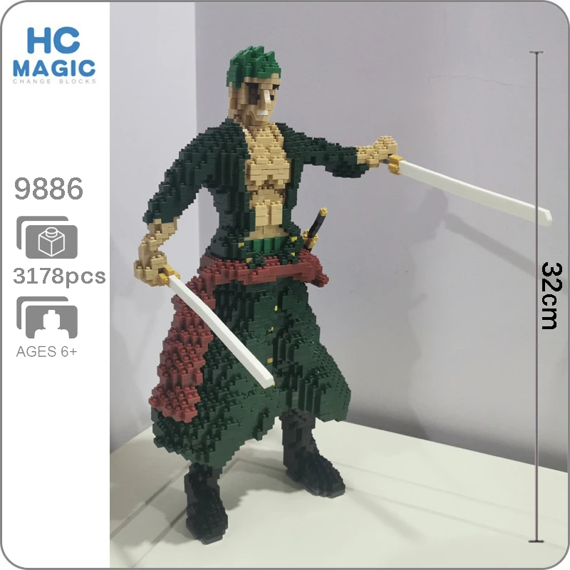 HC 9886 Аниме One Piece Roronoa Zoro Pirate 3D модель 3178pcs DIY Мини Алмазные блоки кирпичи игрушки