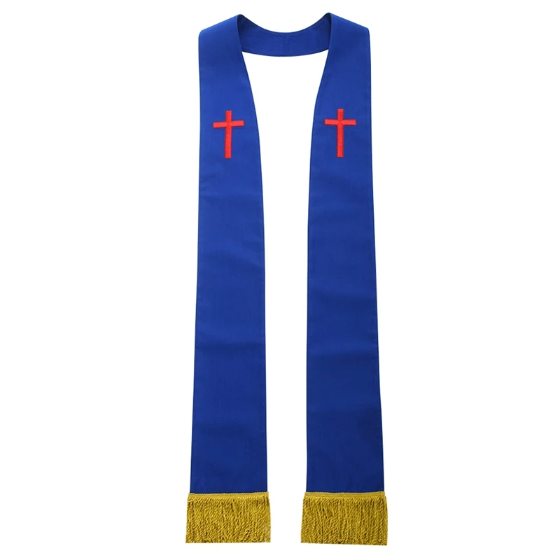 Catholic Church Blue White Stole Red Cross Stole Clergy Pastor Vestment Matching Stole