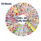 50 sheetsЛот Детские наклейки 3D Пышное оптом с героями мультфильма Зоопарк принцессы с рисунками животных, наклейки для девочек и мальчиков подарок на день рождения DIY игрушки для детей