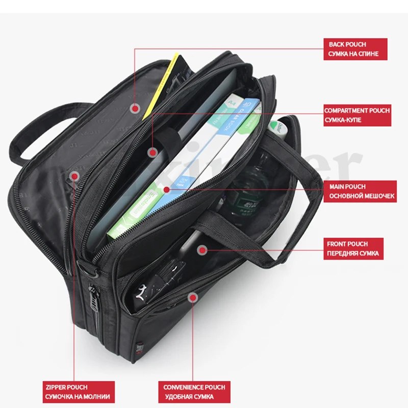 OYIXINGER Men's Business Laptop Bag For 14inch Computer Handbag Waterproof Oxford Male Shoulder Bags Document Travel Briefcase