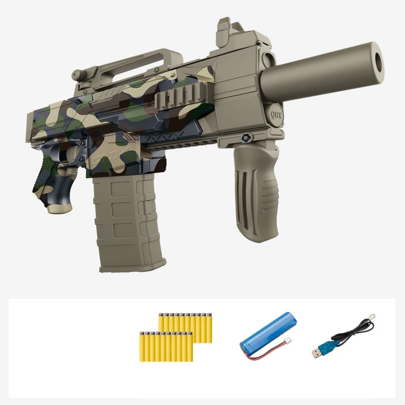 MP7Camoufla Наружная Безопасная электрическая игрушечная винтовка детский подарок Дротика бластерный игрушечный пистолет Электрический взрыв мягкая пуля пистолет костюм для мальчика Рождественский подарок - Цвет: MP7Camoufla