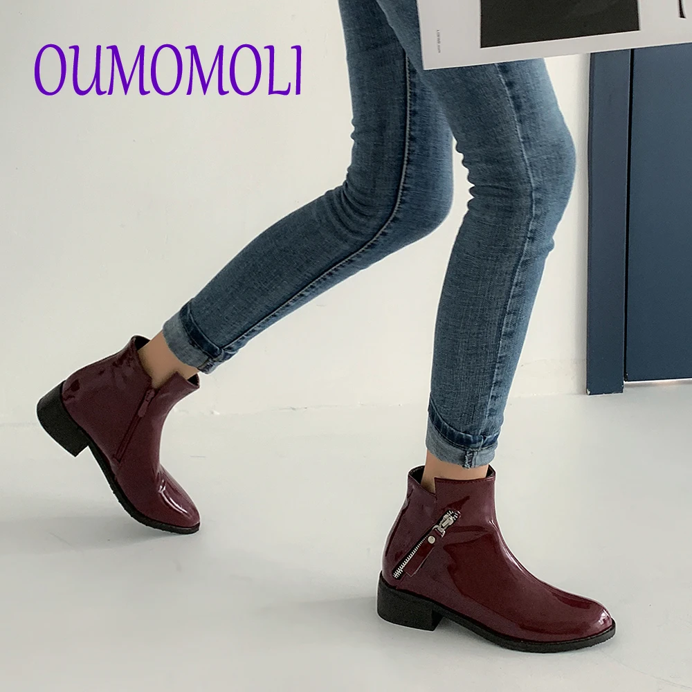 Бренд Женские ботинки на молнии спереди большие открытые женские сапоги до