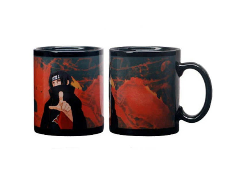 B(Only Mug) Аниме Наруто Учиха Итачи мультфильм Хокаге Наруто Узумаки изменение цвета Термочувствительная Волшебная кофейная кружка и крышка и ложка чашка подарок - Color: B(Only Mug)