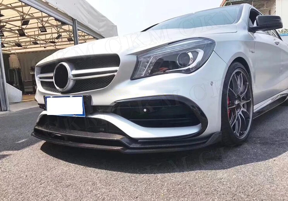 メルセデスベンツ用カーボンファイバーダブルフロントバンパーブレード 2ピース クラスc W117 Cla45 Amg フェイスリフト16 19 15 Off