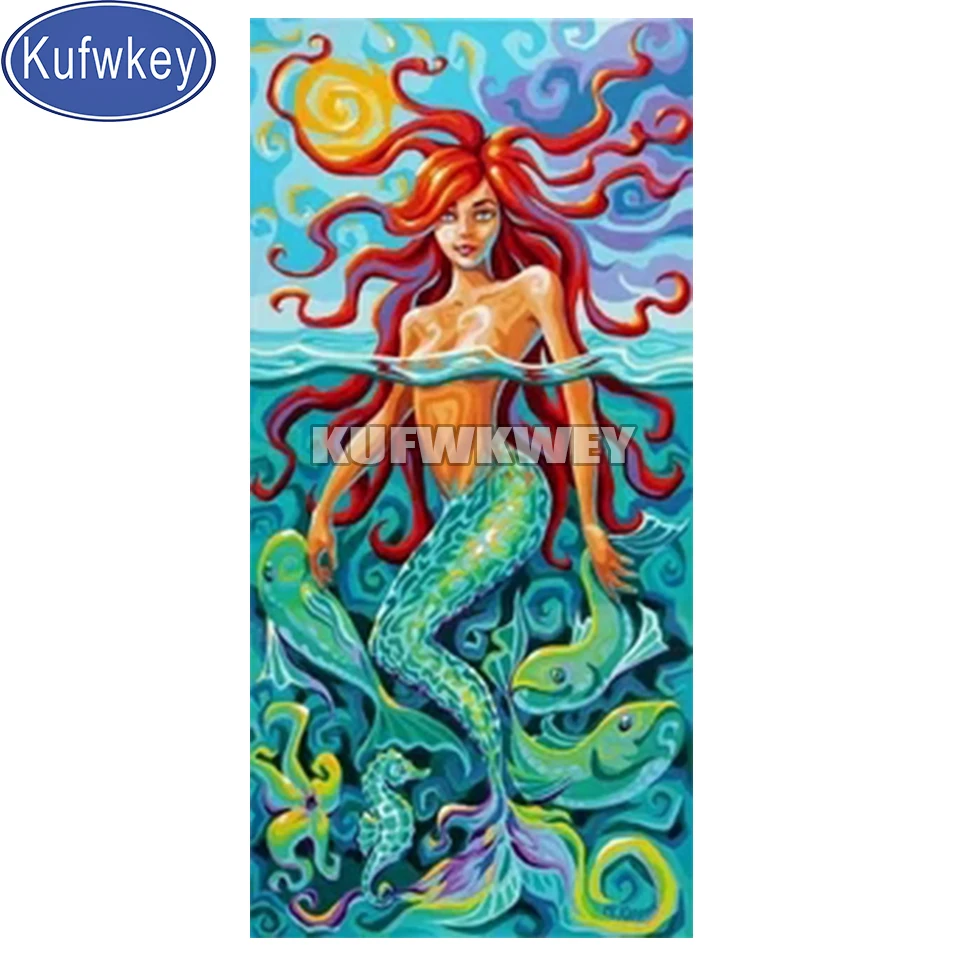 

Decorative painting Mermaid artwork diy puzzle 5d diamond painting square drill round diamond Mosaic embroidery Home Wall Decor