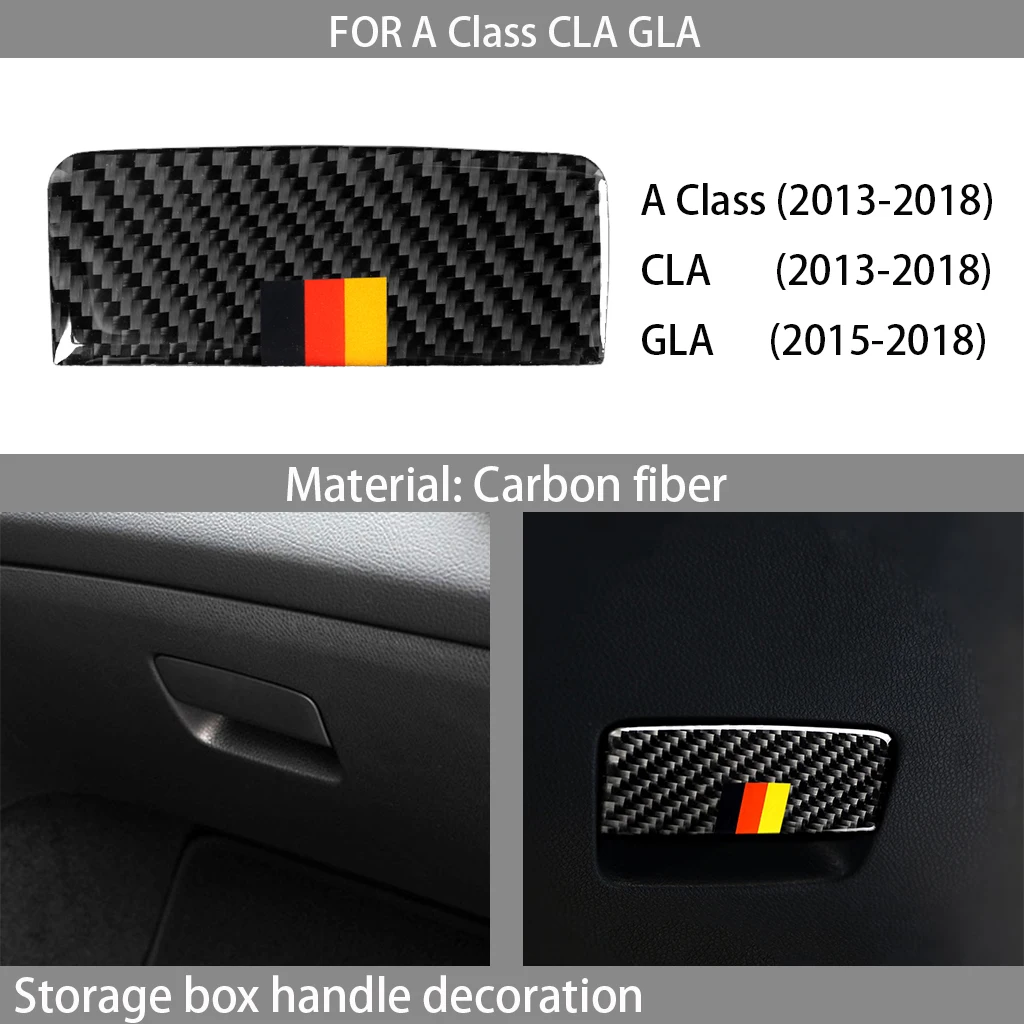 

Carbon fiber car interior, copilot storage box handle decoration, suitable FOR Mercedes Class A CLA GLA stickers;
