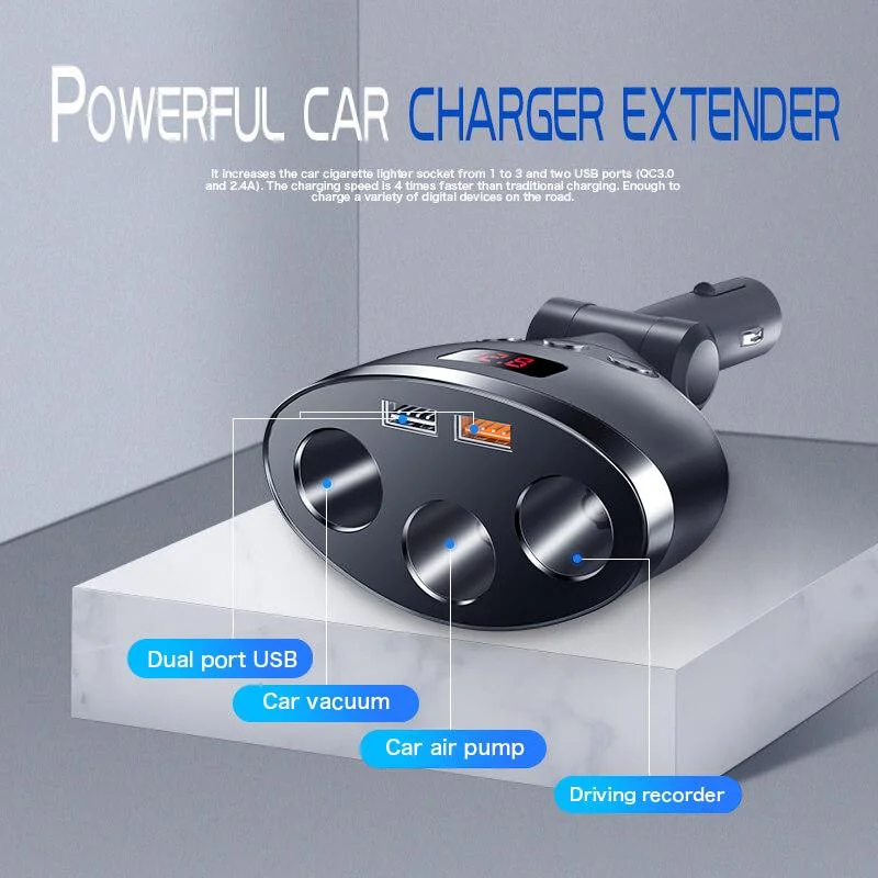 

Car charger cigarette lighter one for three multi-function adapter multi-purpose plug
