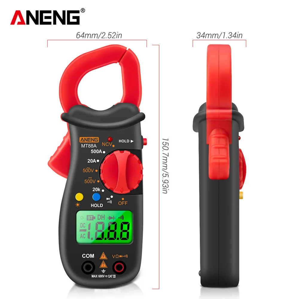Токоизмерительные клещи ANENG MT88A мультиметр ЖК-дисплей цифровой универсальный