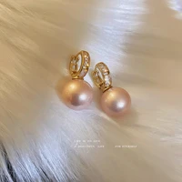 korea retro simple sweet pearl zircon geometric earrings hong kong style net red high grade