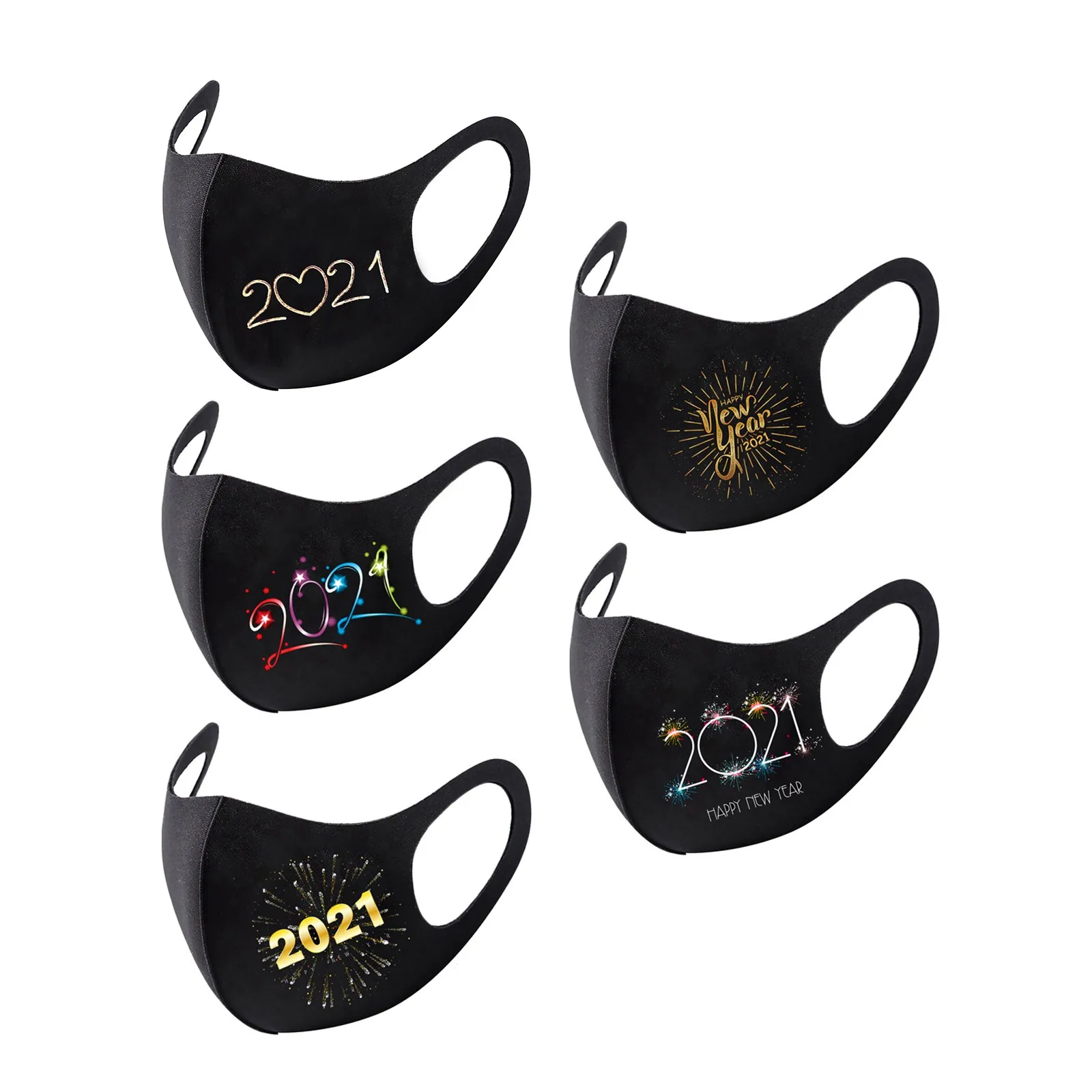

top selling 2021 Happy New Years Adult Fashion Washable Reusable Pollution Cover Face Masks Support Wholesale and Dropshipping