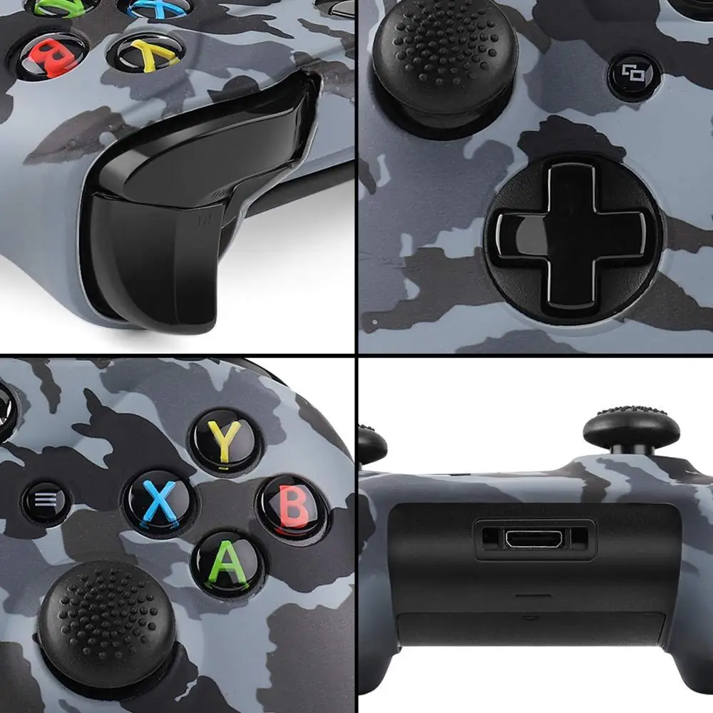 ZOMTOP Silicone Protective Skin Case for Xbox One X S Controller Protector Water Transfer Printing Camouflage Cover Grips Caps |