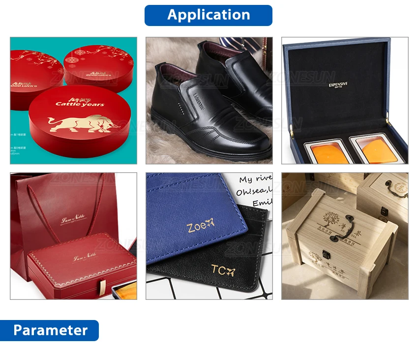 ZONESUN ZS-190 Máquina de estampagem a quente personalizada de latão