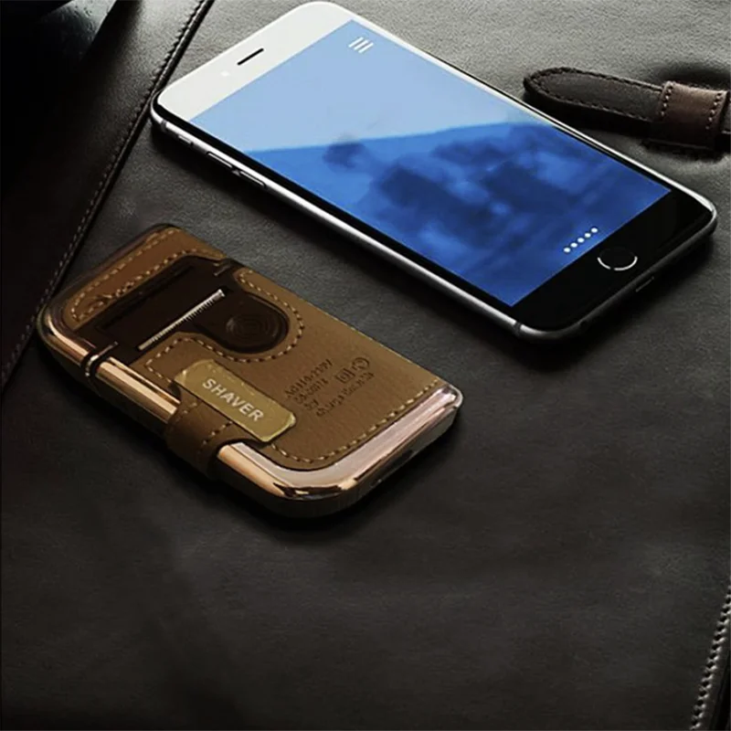 Kemei 2 в 1 аккумуляторная бритва для мужчин USB электрическая винтажная кожаная