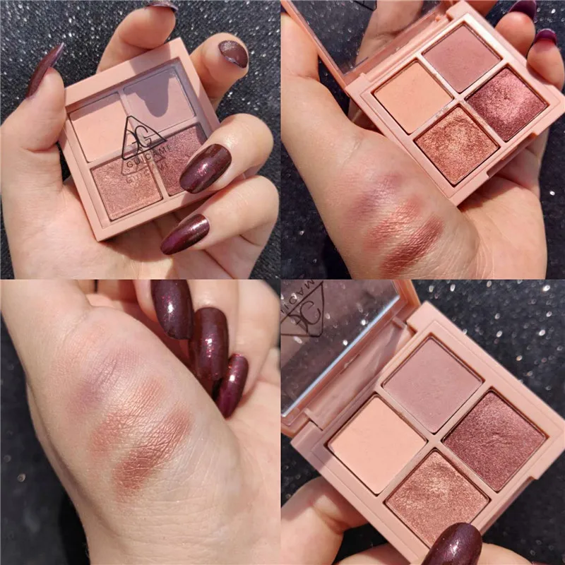 Матовая палитра теней для век Корея 4 цвета блестящая нюдовая пудра пигменты