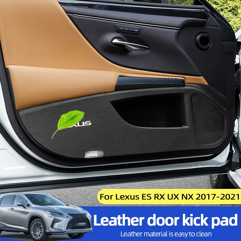 4pcs Leather Car Door Anti Kick Pad Protection Side Edge Film Protector Stickers  Accessories For Lexus ES RS UX NX 2017-2021