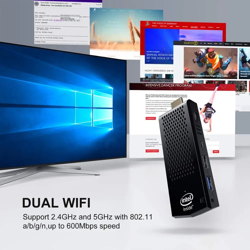 Мини ПК Windows 10 T6 pro intel Z8350 4K 1 44 GHz 2G 32G 4GB 64GB dual wifi bluetooth 4 0 USB3.0 pocket PC stick WIFI