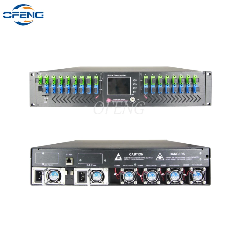 

FTTH 56EYA 2U 1550nm CATV 32 порта 16db усилители EDFA с высокой мощностью с волоконно-оптическим усилителем WDM, один источник питания