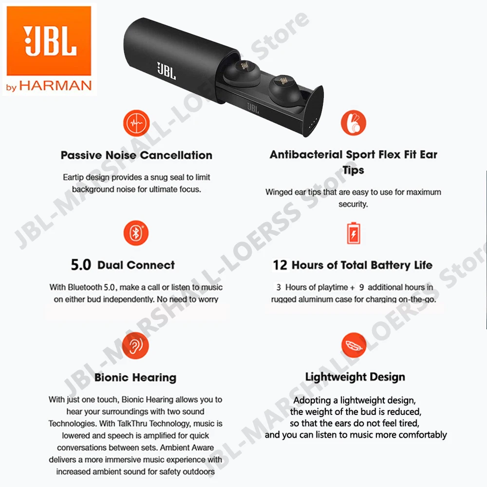 JBL C230TWS настоящие беспроводные Bluetooth наушники C230 Оригинальные стерео с микрофоном