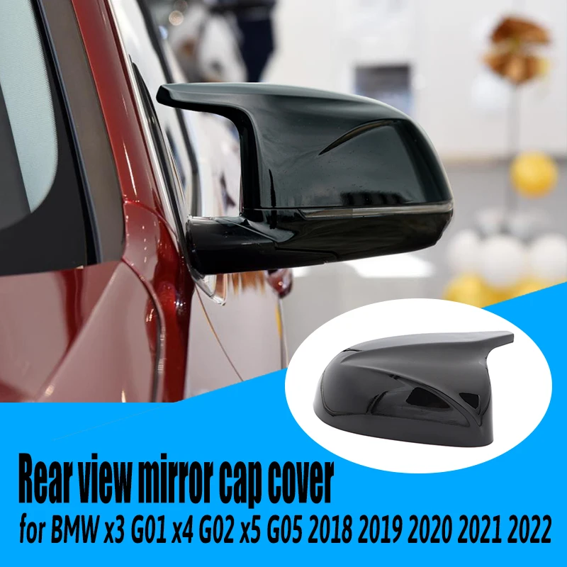 

Horn Rearview Mirror Caps Replacement 1 Pair High-class M3 Style Mirror Cover Bright Black for BMW X3 G01 X4 G02 X5 G05 2018-22
