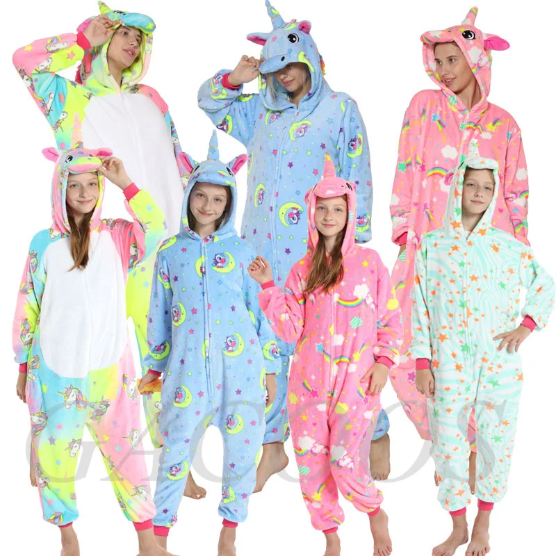 

Kigurumi Children Warm Winter Sleepwear Kids Unicorn Panda Pajama Baby Girls Boys Stitch Pajamas Onesies Hoodied Sleeper Clothes