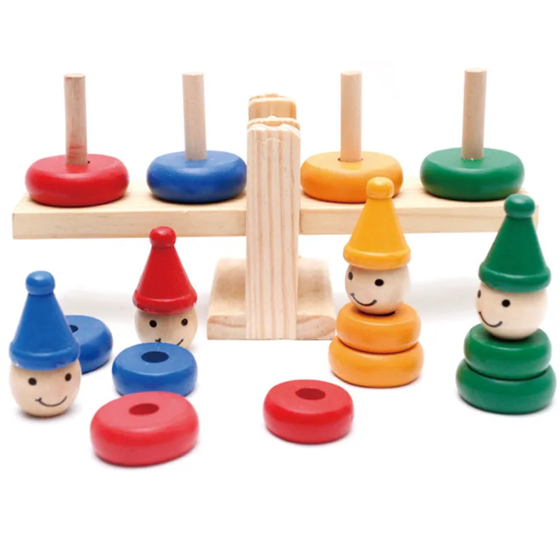 

Clown Shaped Wooden Stacker Seesaw Balance Scale Board Balancing Game Kids Early Education Toys Children Juguete