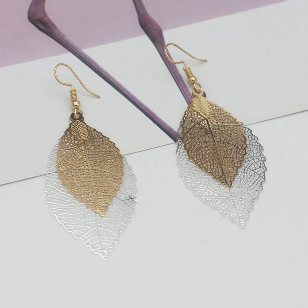 

New Women's Earrings Creative Hollow Out Leaf Earrings For Women Bohemian Fashion Jewelry 2021 Geometric Dangle Hook Earrings