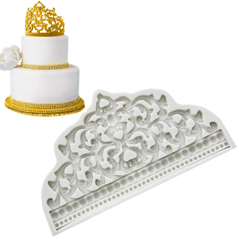 

Sugarcraft Baroque Style Crown Silicone Mold Cupcake Topper Fondant Cake Decorating Tools Chocolate Candy Jewelry Polymer Clay