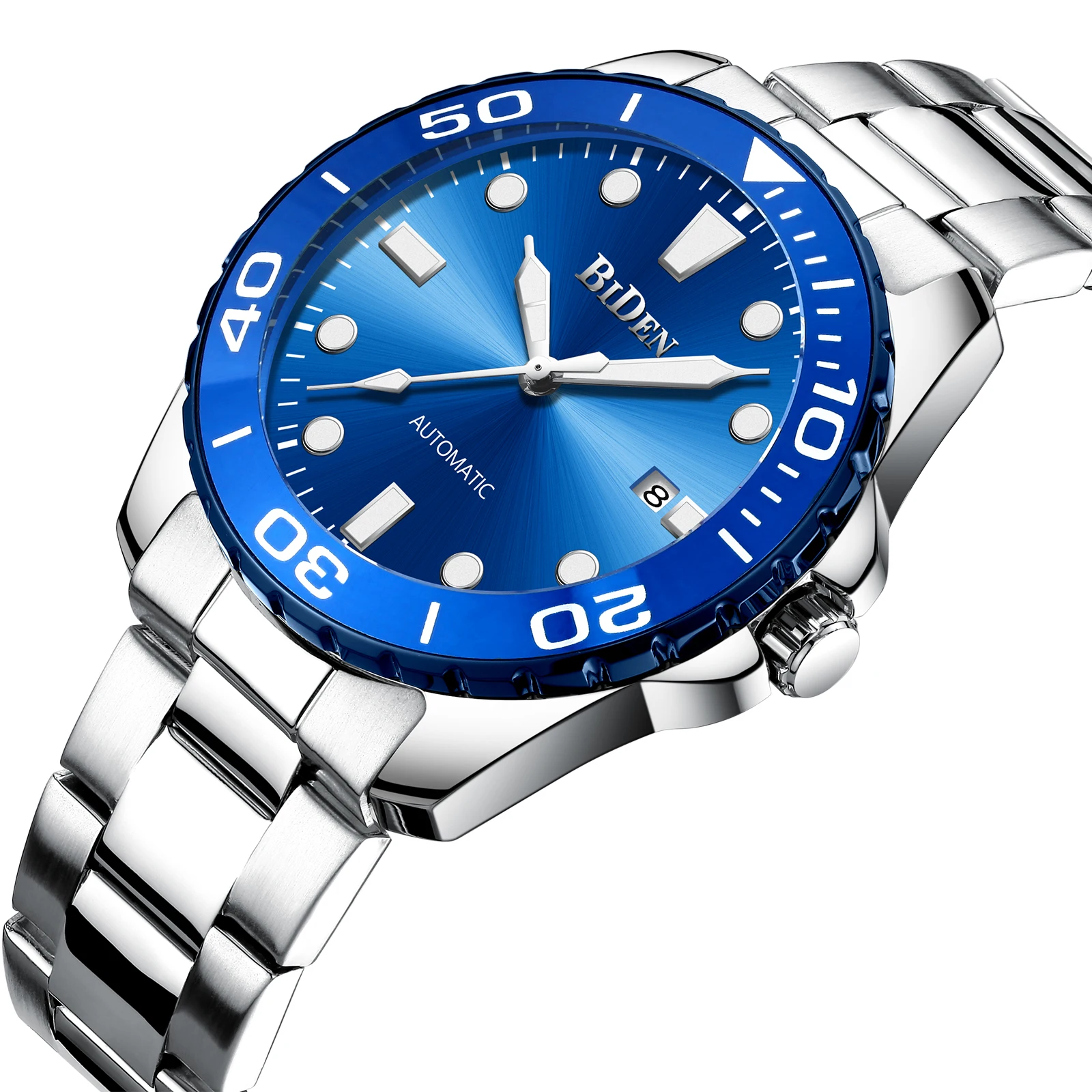 

Часы BIDEN 2020, автоматические часы, черные мужские часы, Роскошные мужские часы, черный циферблат из нержавеющей стали или синий циферблат