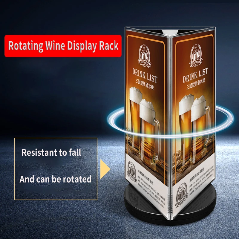 

Акриловая высококлассная открытка для меню, 1 шт., открытка для напитков с вращающимся на 360 градусов круглым дном, поворотная витрина, полка для обеда, отеля, карта для этикеток, креативный дизайн