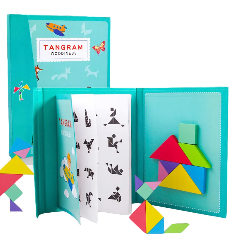 Веселый деревянный магнитный 3D пазл Монтессори танграмма детская игрушка