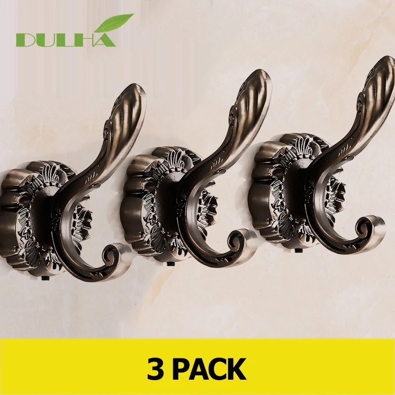 

3 Pieces Luxury Bronze Metal Wall Decor Hanger Robe Hook Coat Clothes Towel Rack Hanging,Bathroom Equipment Accessories