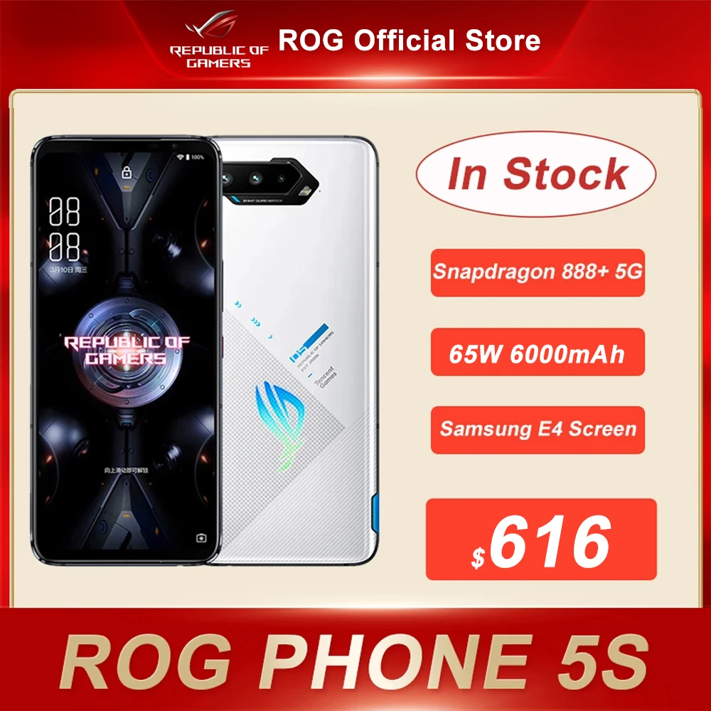 

Global Rom ASUS ROG Phone 5S 5G Gaming Smartphone 18GB 512GB Snapdragon 888 Plus 6000mAh 65W Fast charging