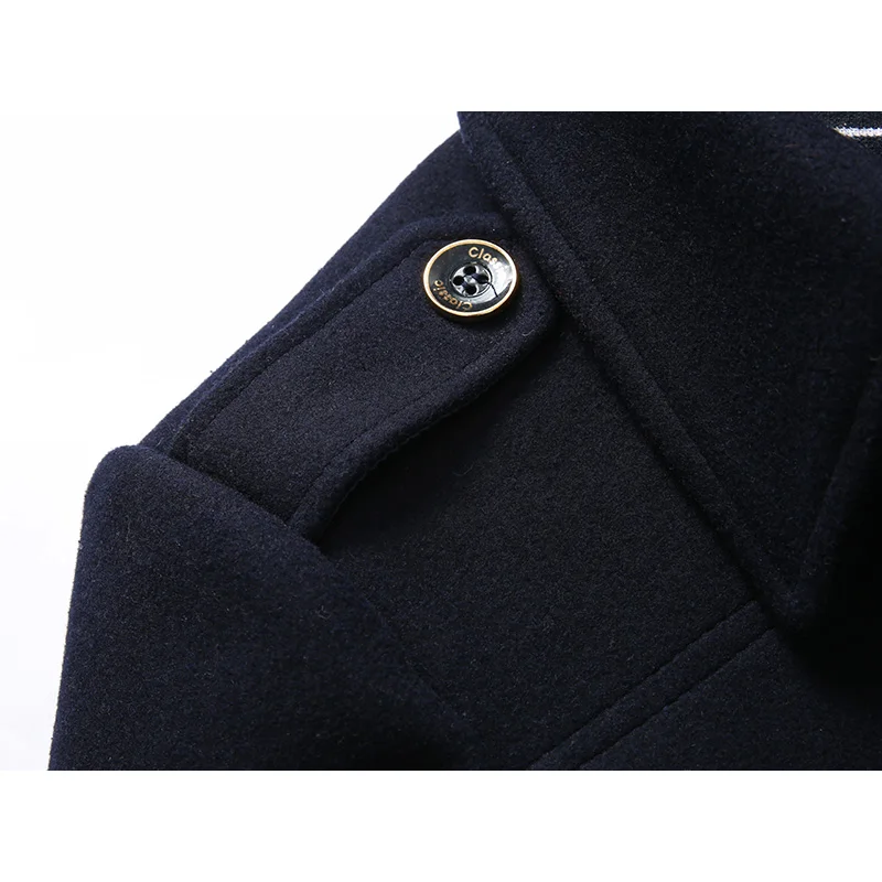 Зимнее мужское шерстяное пальто 2019 Новая мода умный бизнес Черное длинное 4XL |