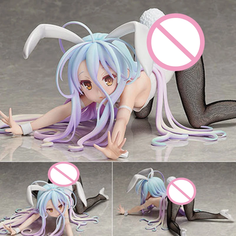 

12cm Anime NO GAME NO LIFE Shiro Action Figure Bunny Girl Sexy Girls Kneeling Position PVC Collection Model Dolls Toys for Gifts