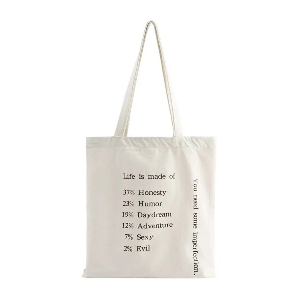 

Letters Cotton Canvas Bags for Women Ladies Shopping Female Simple All-match Folding Shoulder Bag Tote Large Capacity Handbag