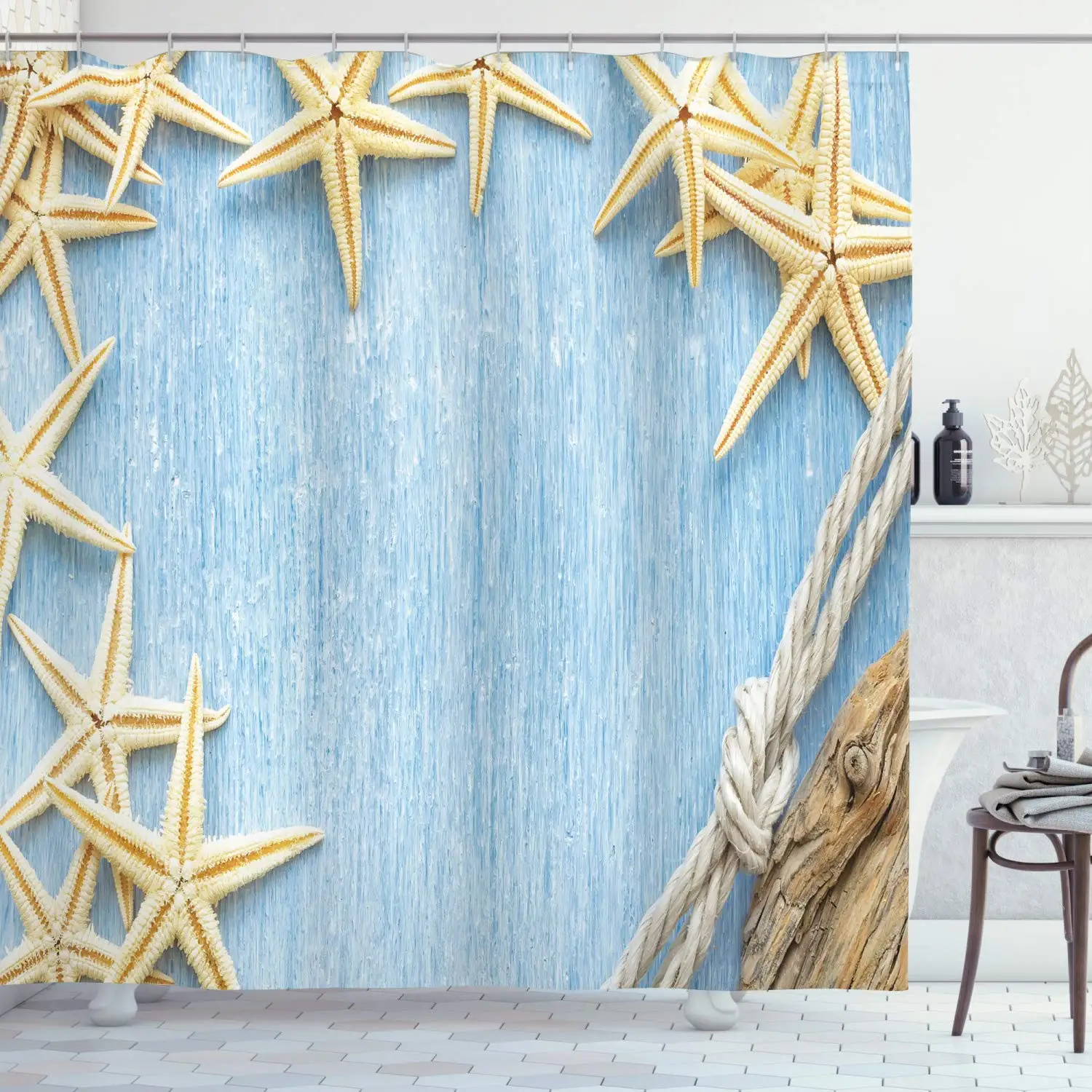 Ракушки занавески для душа ракушки веревка морской пляж тема моллюски