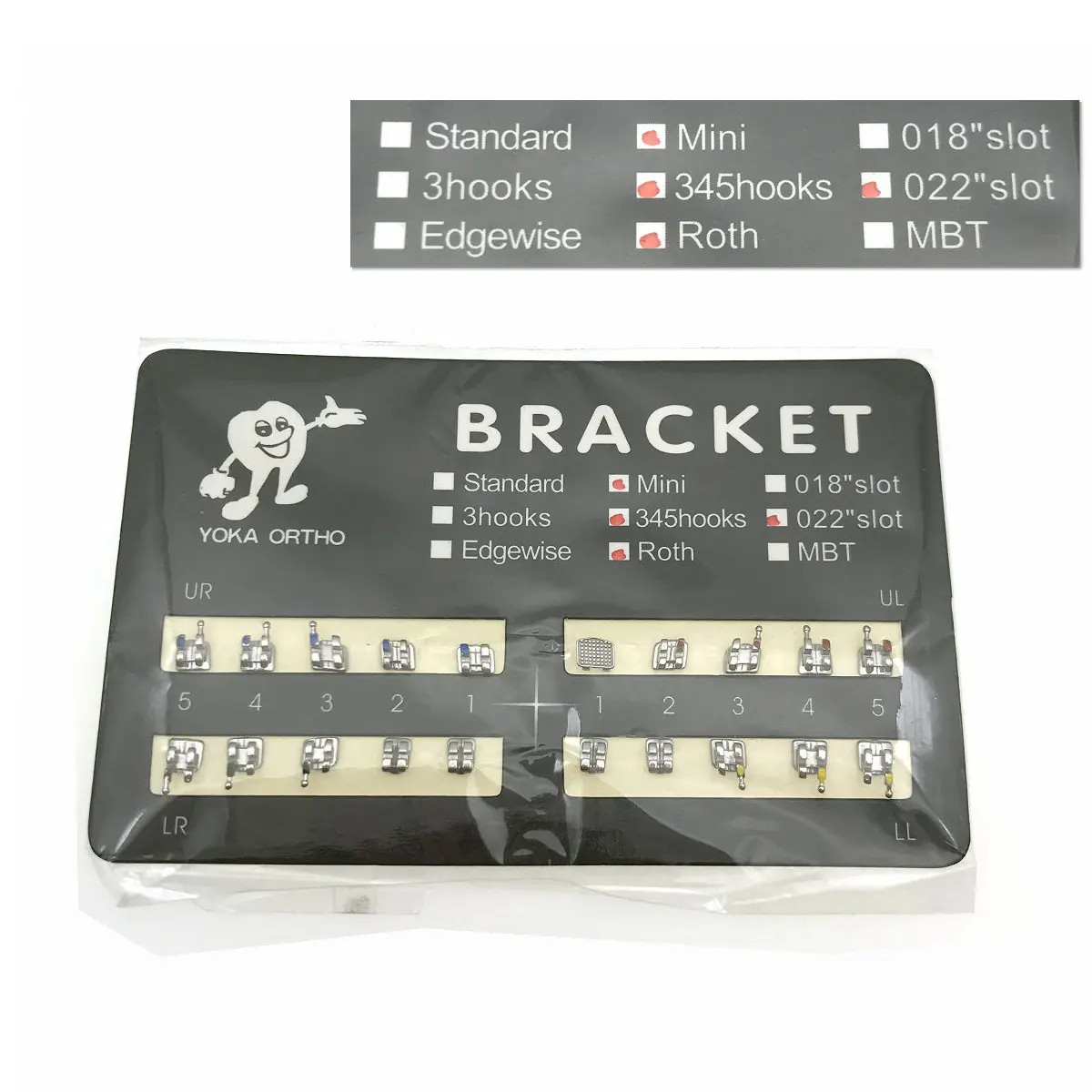 Стоматологические скобки Mini Roth/STD 022 345 с крючком |