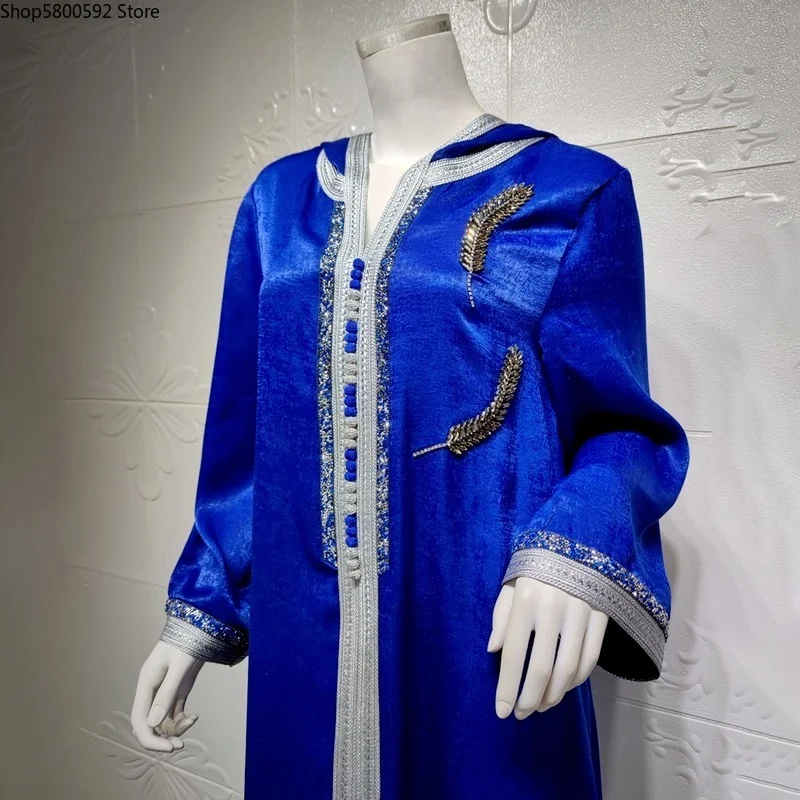 2022 Ramadan Mubarak Abayas For Women Dubai Muslim Hooded Dress Jalabiya Kaftan Moroccan Turkish Evening Gown Islam Clothing