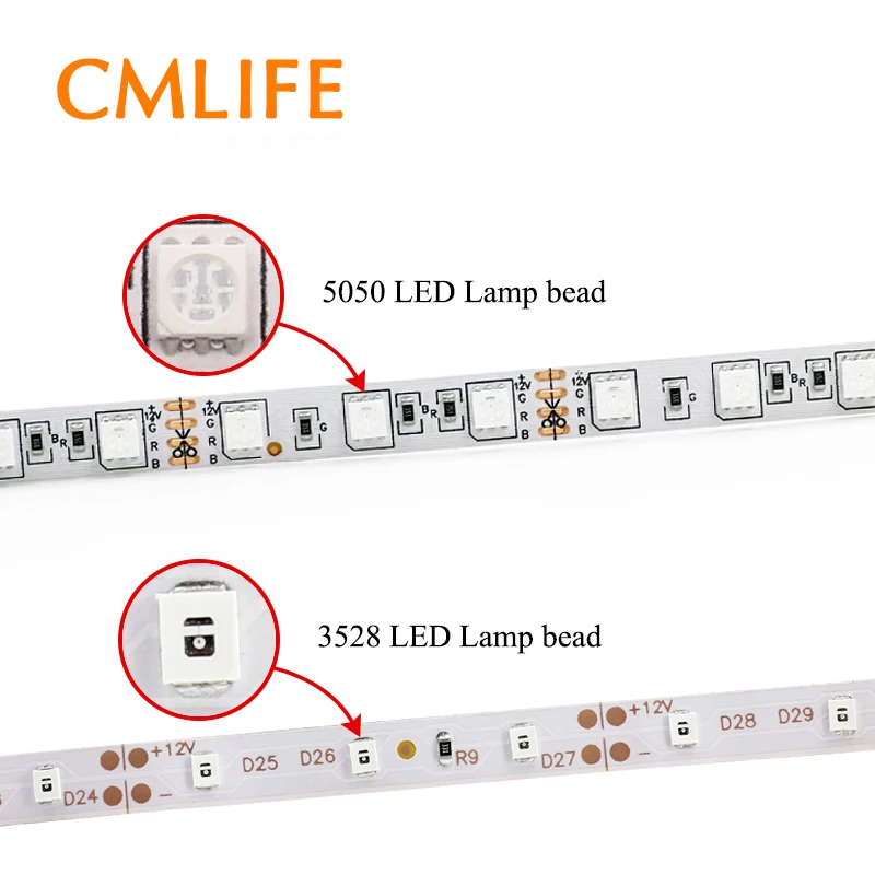 Водонепроницаемая светодиодная ленсветильник RGB 5 м 300 светодиодов 3528 5050 12 В