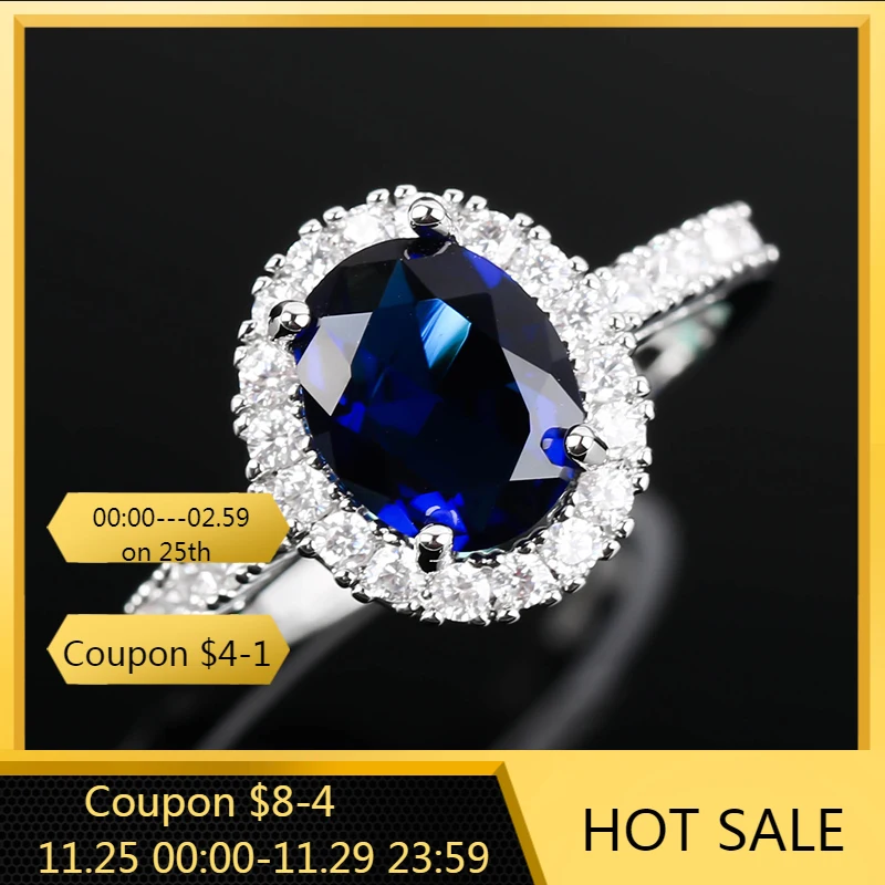 

Fashion Dark Blue Crystal Engagement Rings for Women Gift Design CZ Female Wedding Elegant Jewelry Wholesale K163