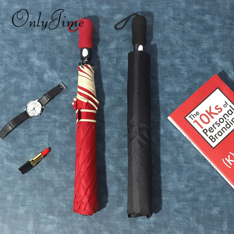 Только Jime сплошной цвет два складной зонт для гольфа 27 дюймов окантовка