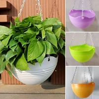 4pcs household hanging flowerpot plastic planter flower basket with removable chain for garden coffee shop home 7 colors